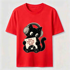 A cat listening to music Classic T-Shirt