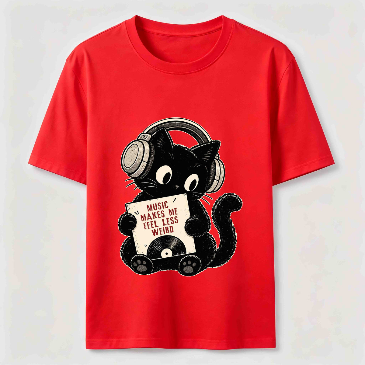 A cat listening to music Classic T-Shirt