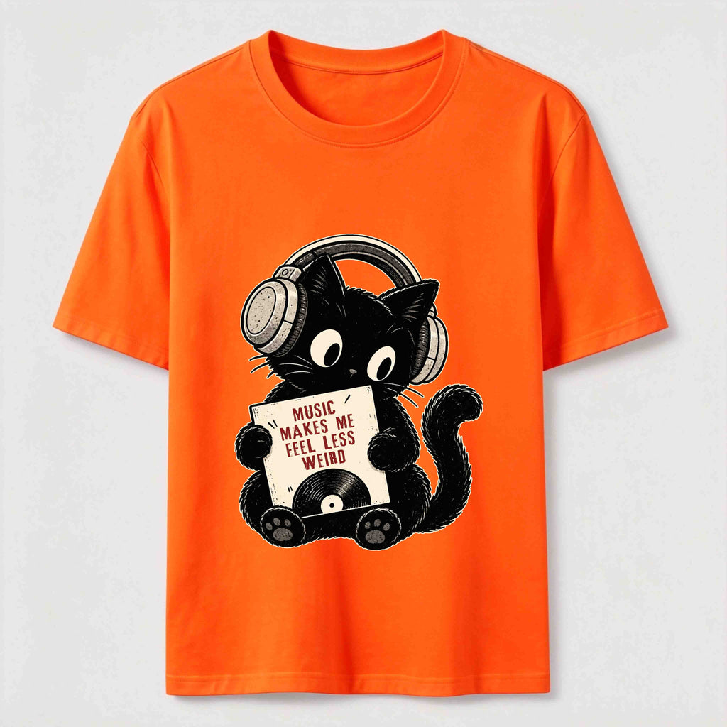 A cat listening to music Classic T-Shirt