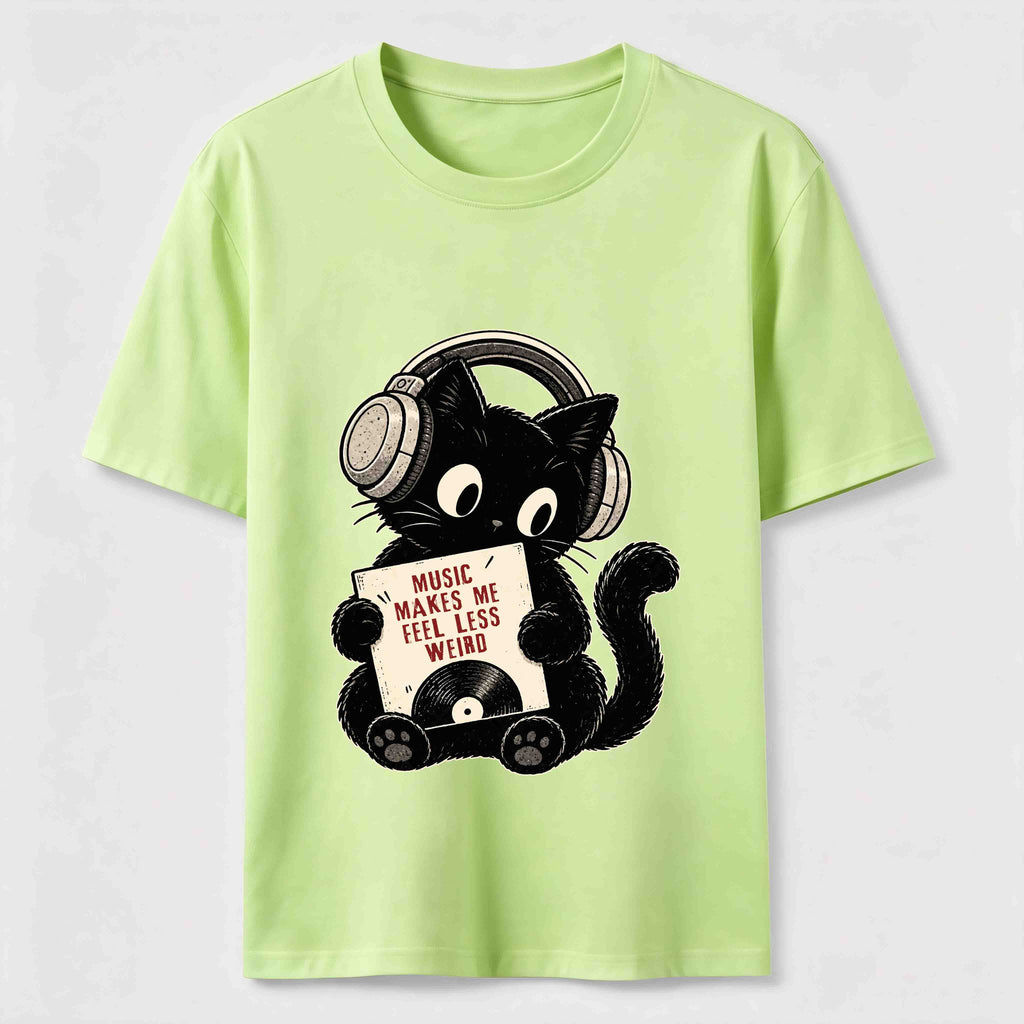 A cat listening to music Classic T-Shirt