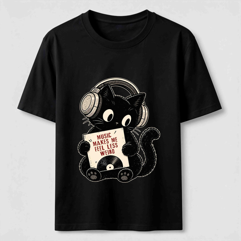 A cat listening to music Classic T-Shirt