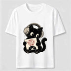 A cat listening to music Classic T-Shirt