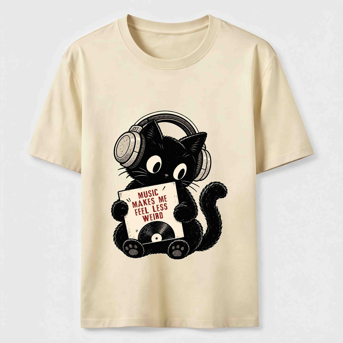 A cat listening to music Classic T-Shirt