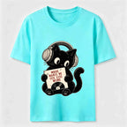 A cat listening to music Classic T-Shirt