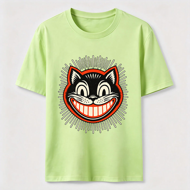 Retro Grinning Cat Washed T-Shirt
