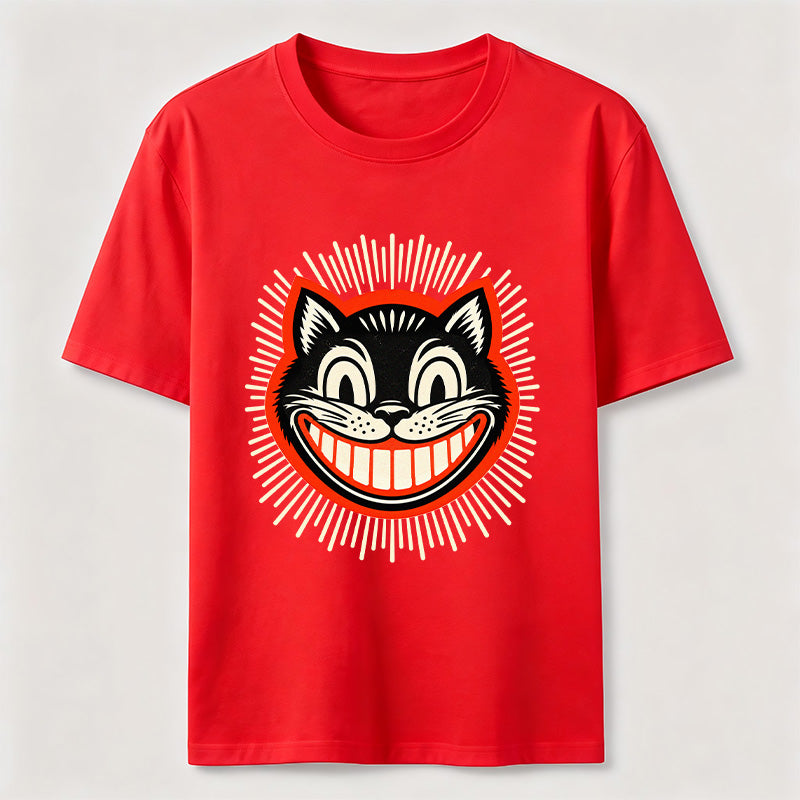 Retro Grinning Cat Washed T-Shirt