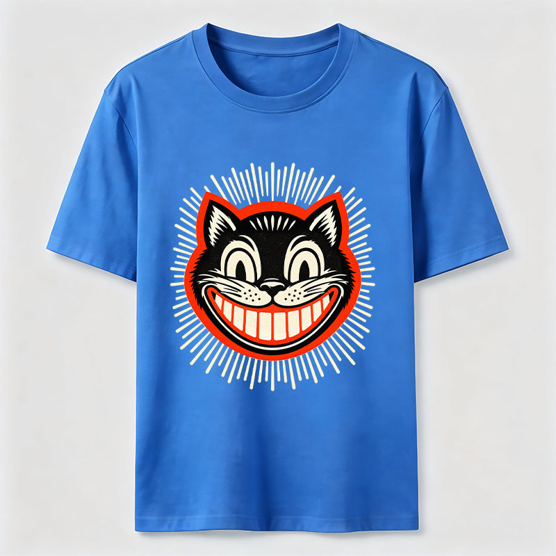 Retro Grinning Cat Washed T-Shirt