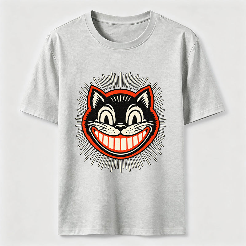 Retro Grinning Cat Washed T-Shirt