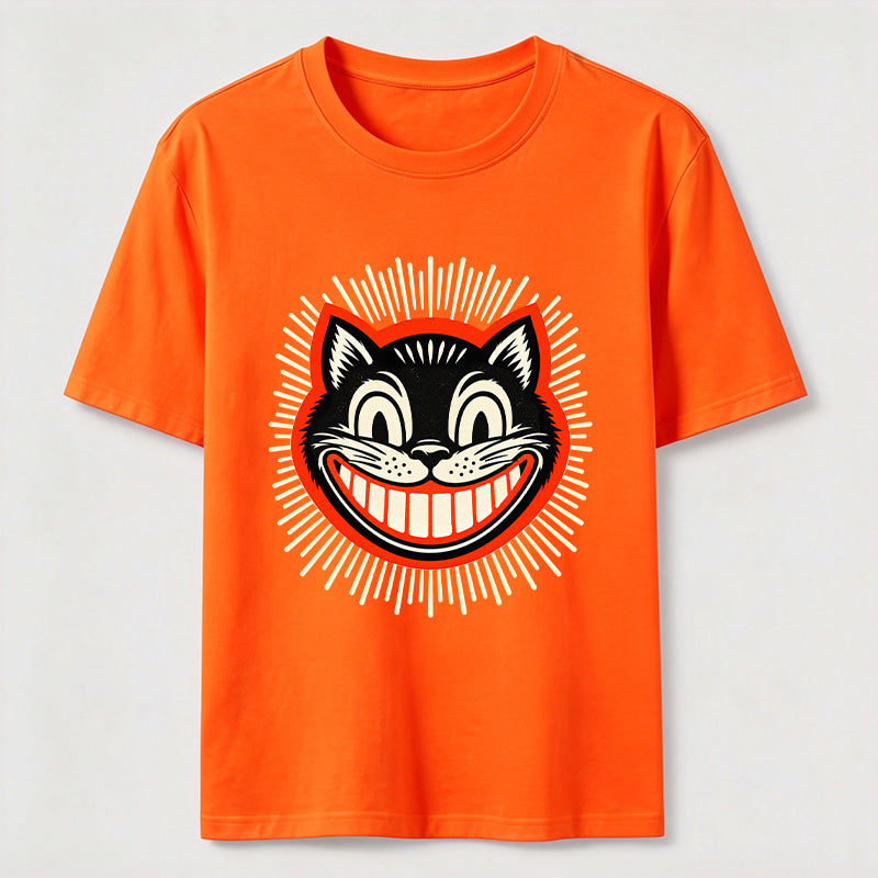 Retro Grinning Cat Washed T-Shirt