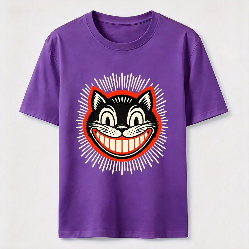 Retro Grinning Cat Washed T-Shirt