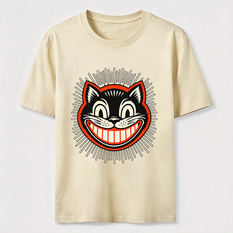 Retro Grinning Cat Washed T-Shirt