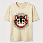 Retro Grinning Cat Washed T-Shirt
