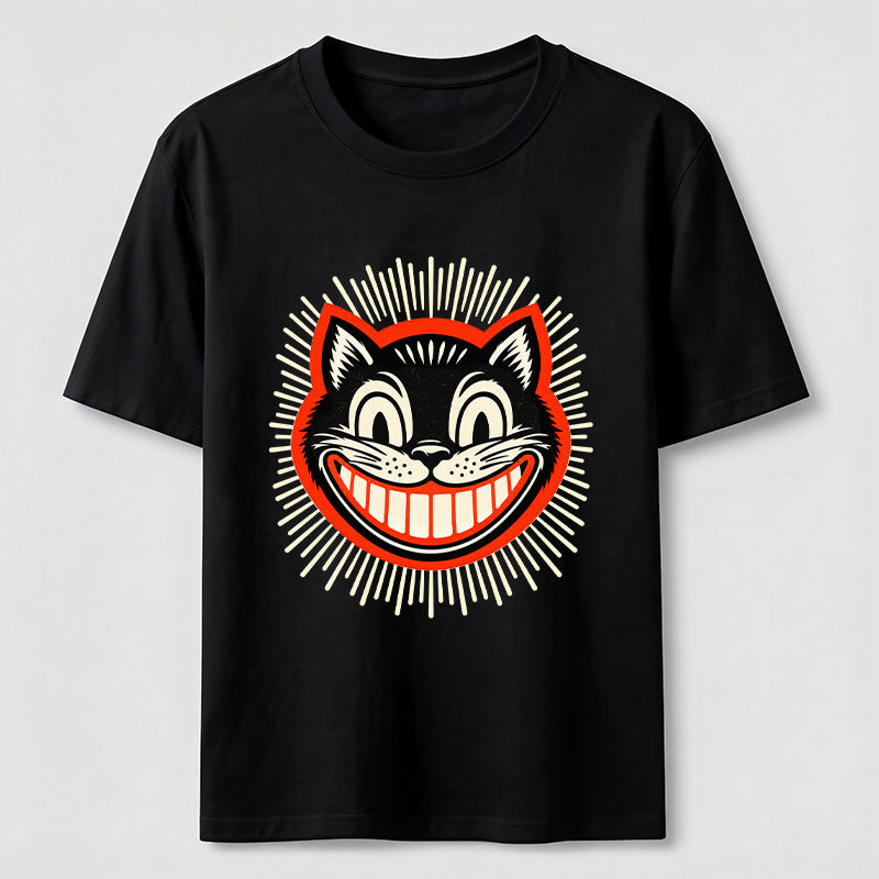 Retro Grinning Cat Washed T-Shirt