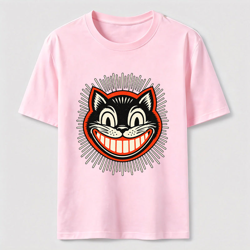 Retro Grinning Cat Washed T-Shirt