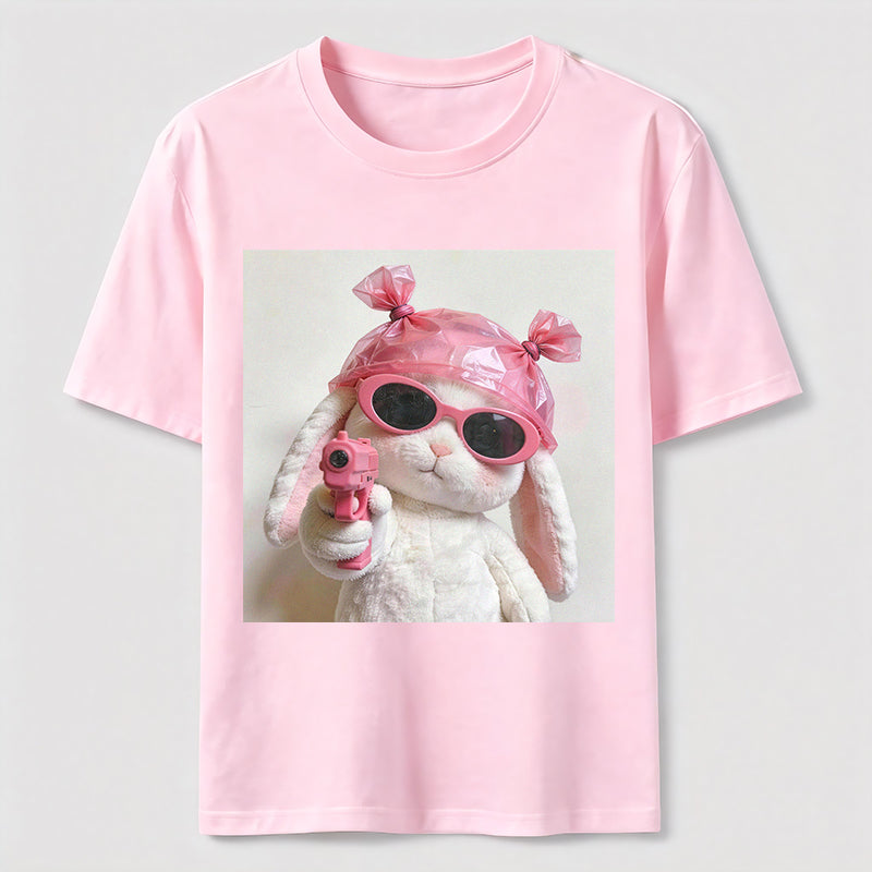 Pink Rebel Bunny Washed T-Shirt