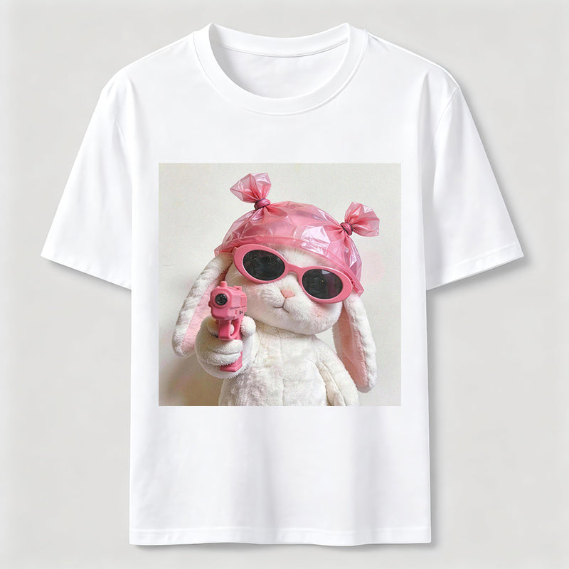 Pink Rebel Bunny Washed T-Shirt