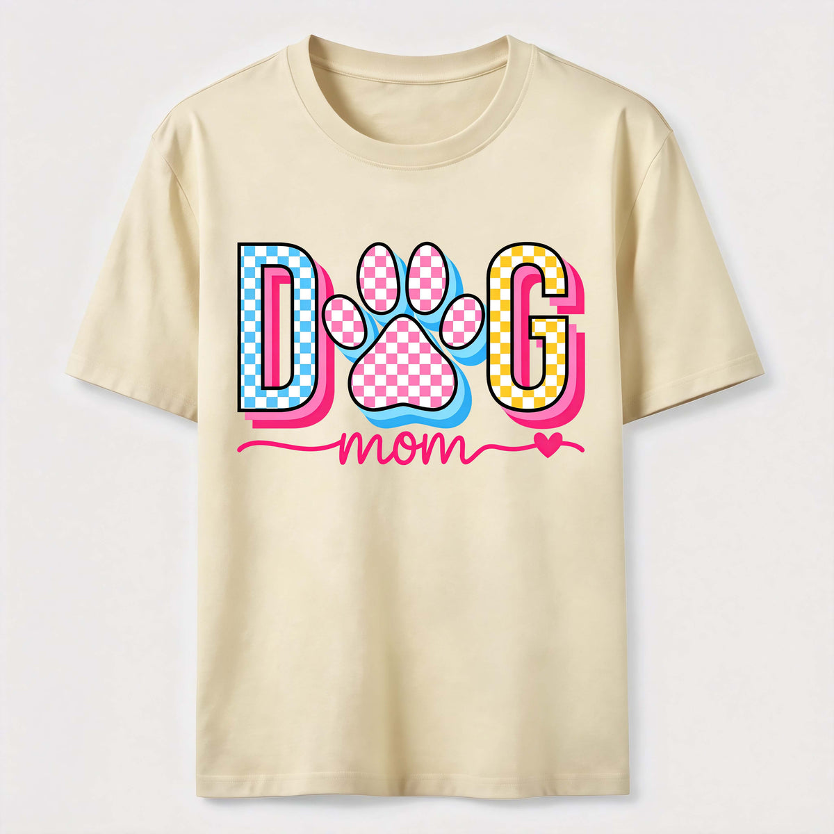 Checkered Dog Mom Paw Classic T-Shirt