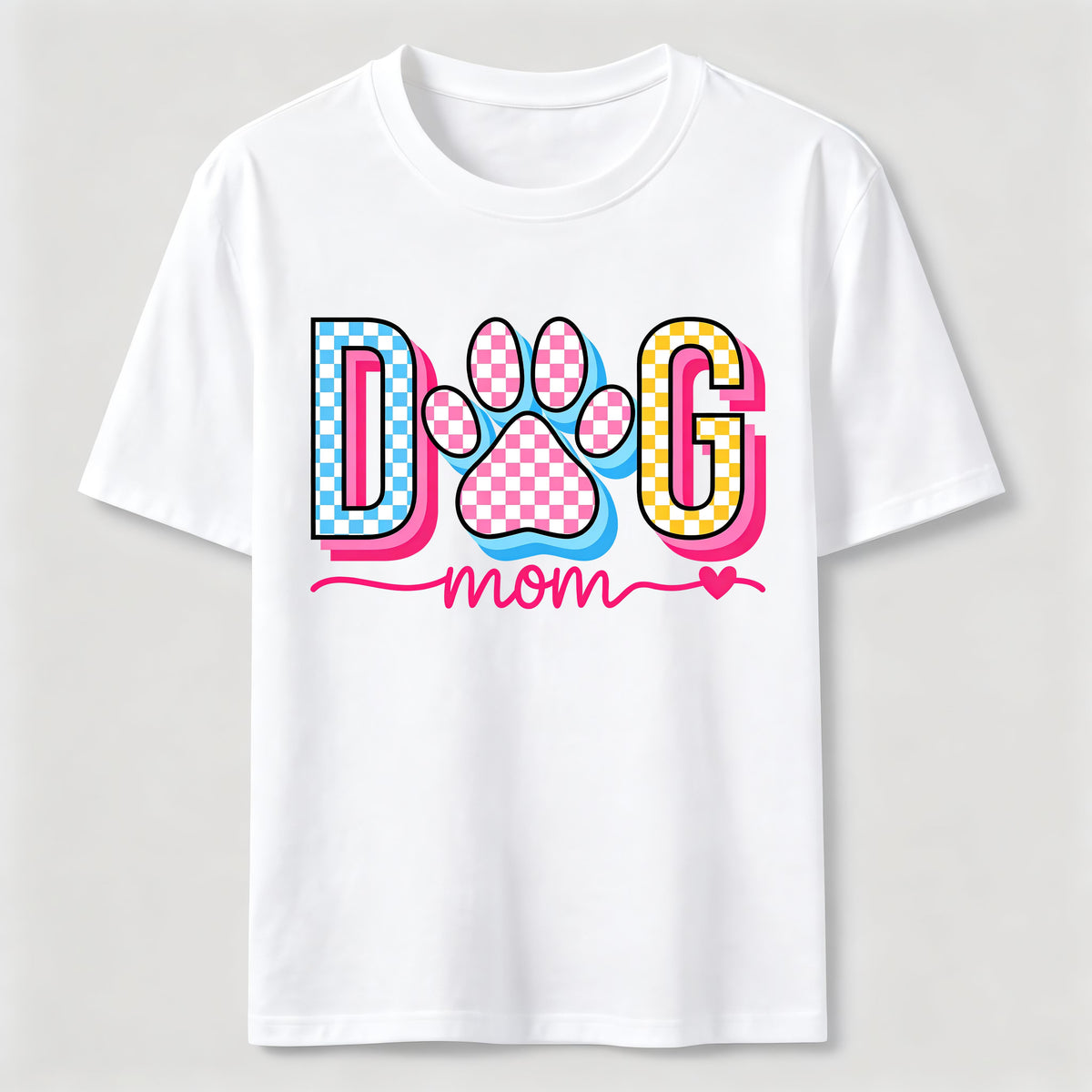 Checkered Dog Mom Paw Classic T-Shirt