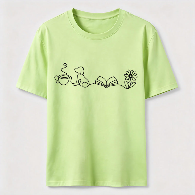Coffee Dog Books Flowers Classic T-Shirt
