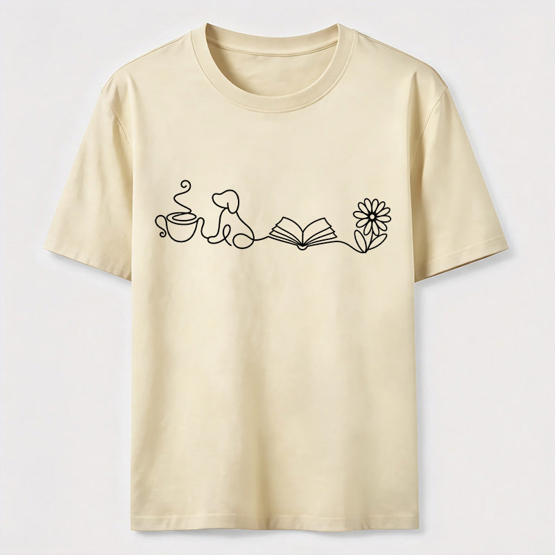 Coffee Dog Books Flowers Classic T-Shirt