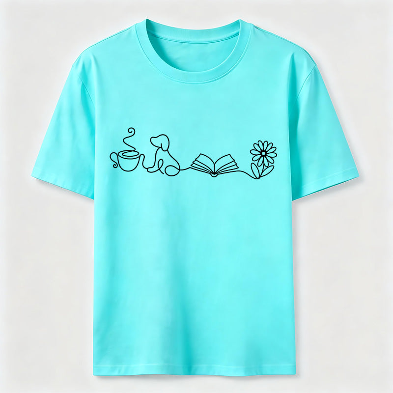 Coffee Dog Books Flowers Classic T-Shirt