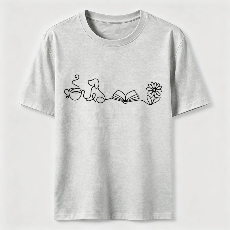 Coffee Dog Books Flowers Classic T-Shirt