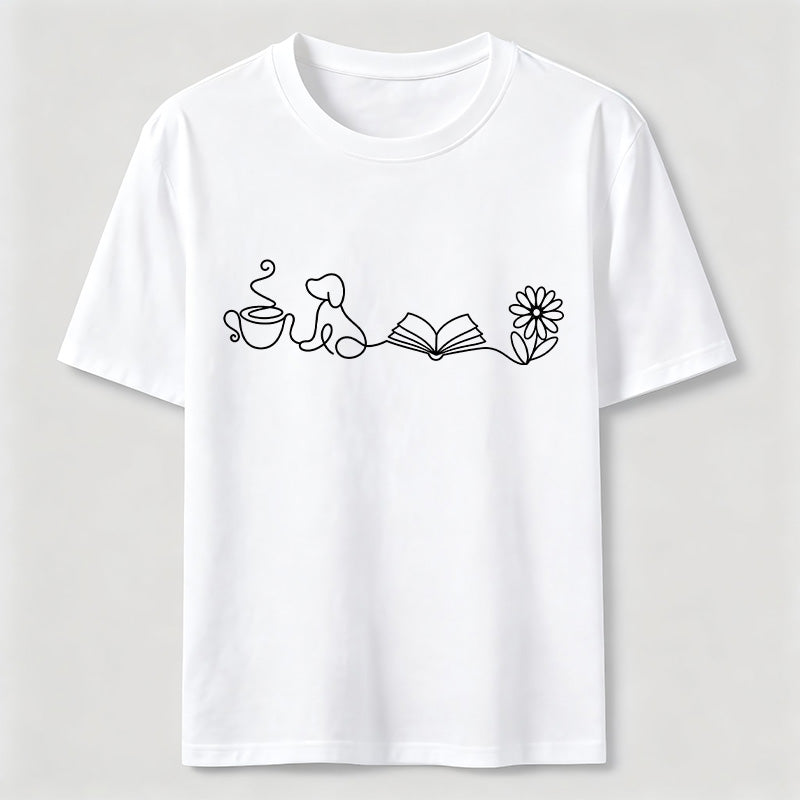 Coffee Dog Books Flowers Classic T-Shirt
