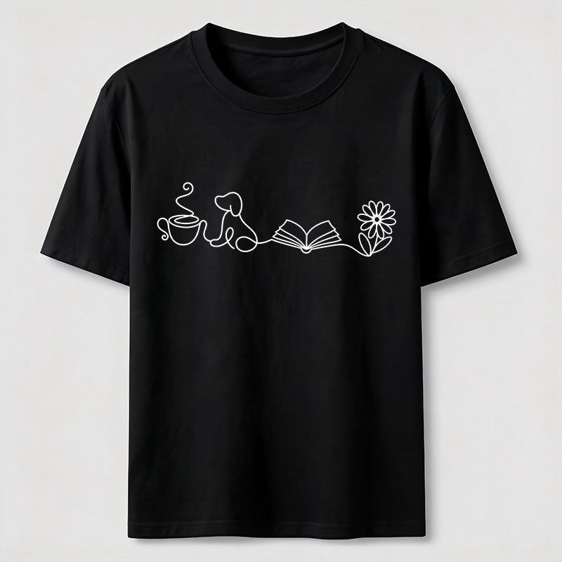 Coffee Dog Books Flowers Classic T-Shirt