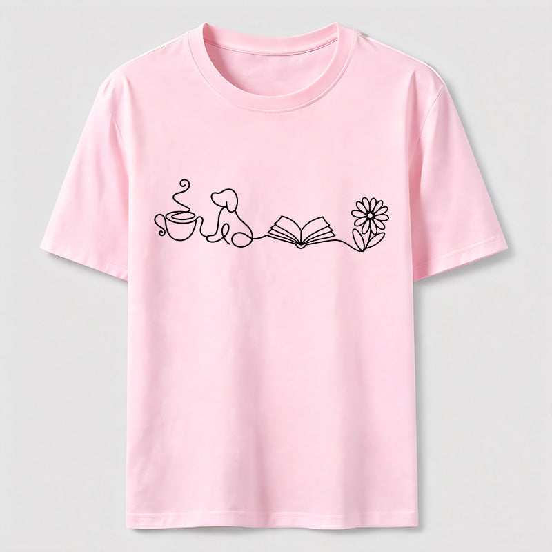 Coffee Dog Books Flowers Classic T-Shirt
