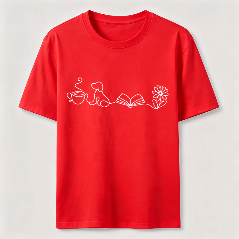 Coffee Dog Books Flowers Classic T-Shirt