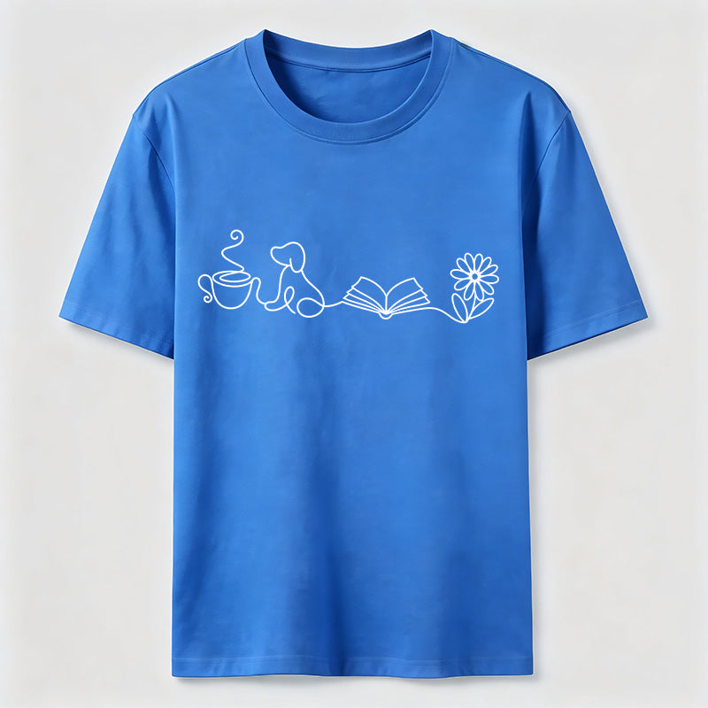 Coffee Dog Books Flowers Classic T-Shirt