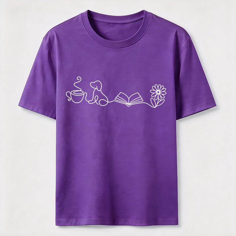 Coffee Dog Books Flowers Classic T-Shirt