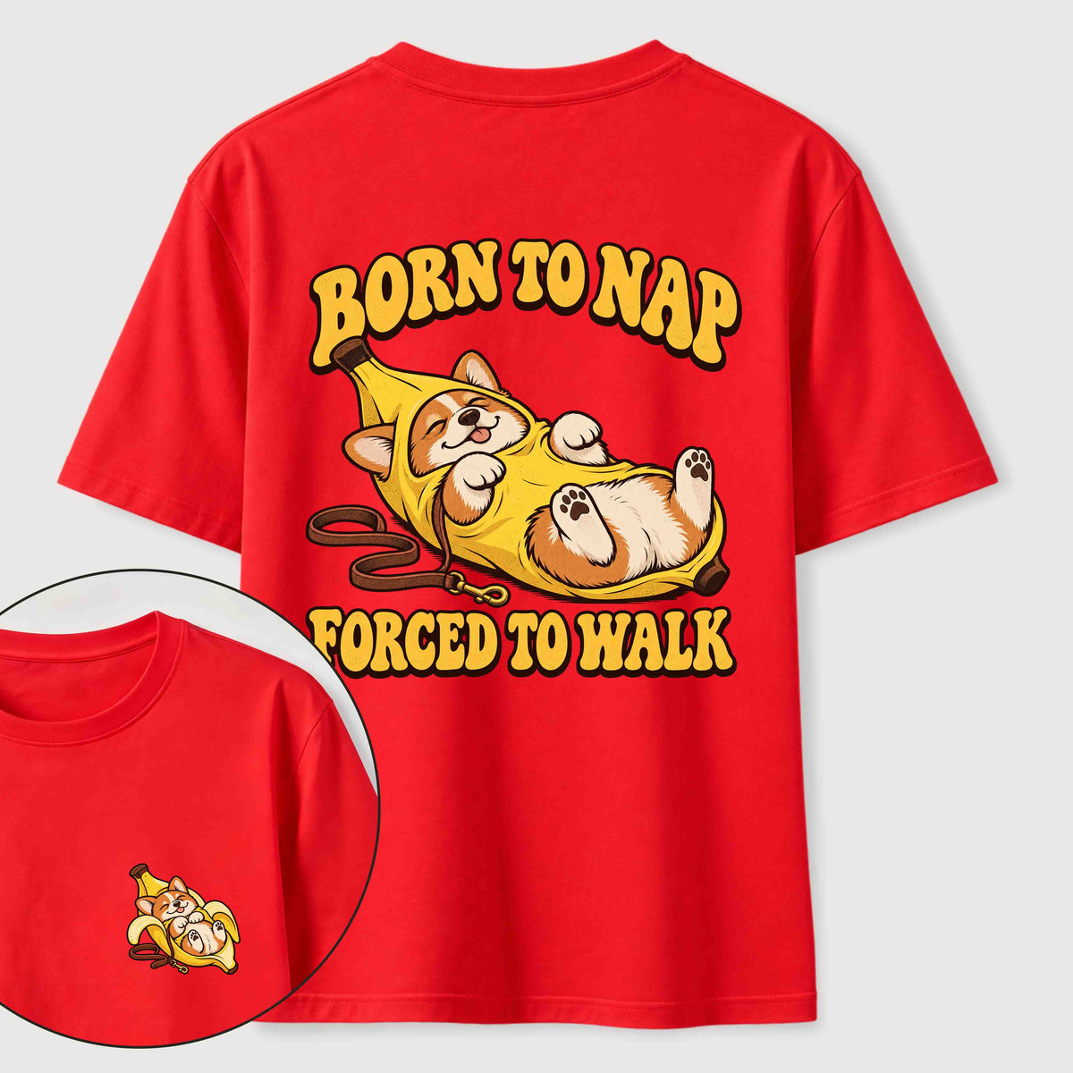 Born to Nap Corgi Classic T Shirt （Two Sided Print）