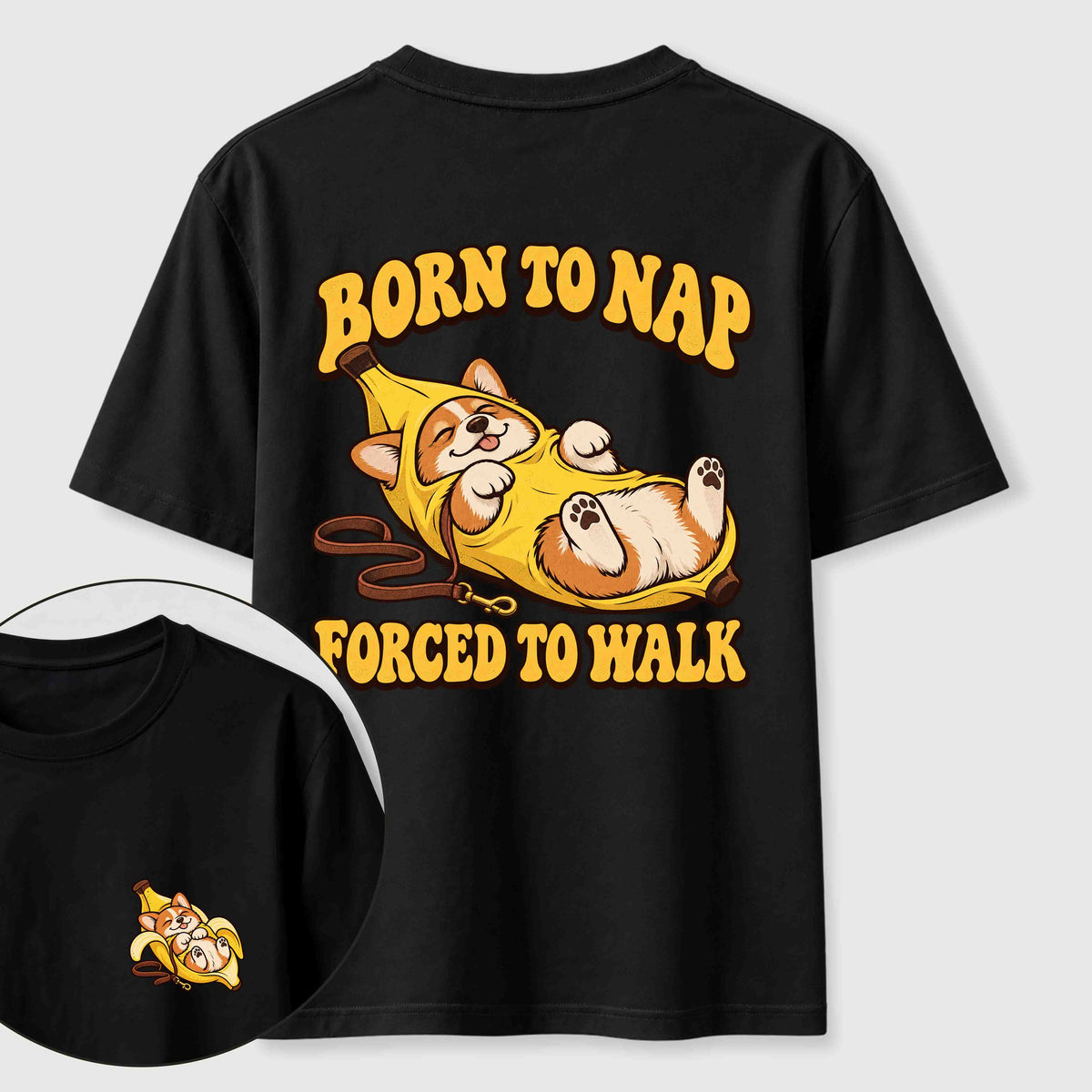 Born to Nap Corgi Classic T Shirt （Two Sided Print）