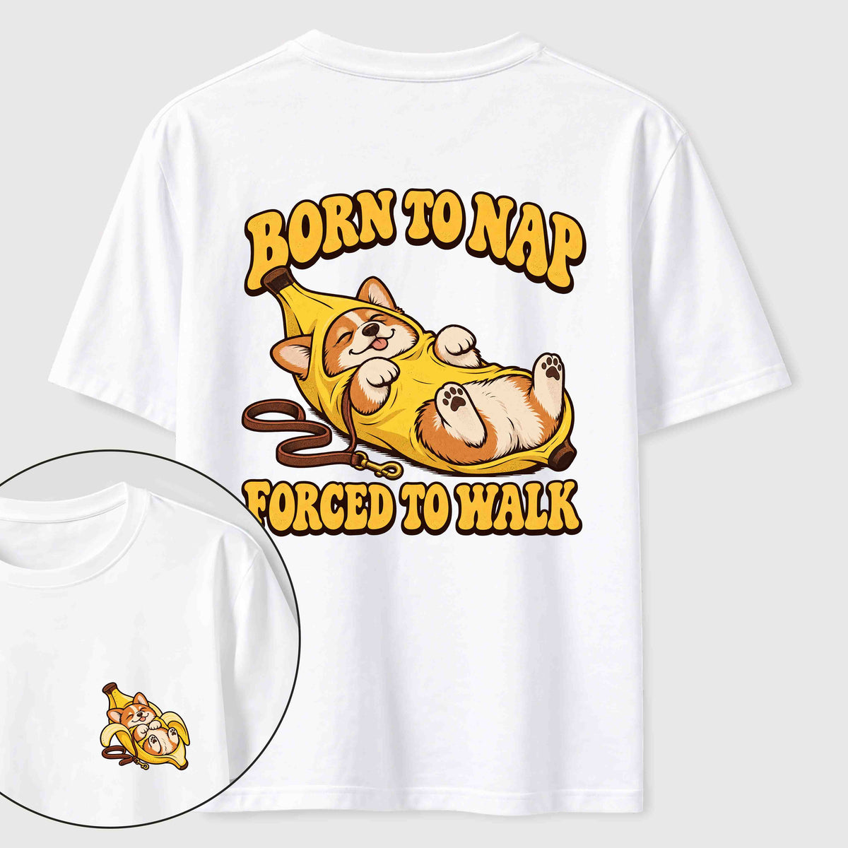 Born to Nap Corgi Classic T Shirt （Two Sided Print）