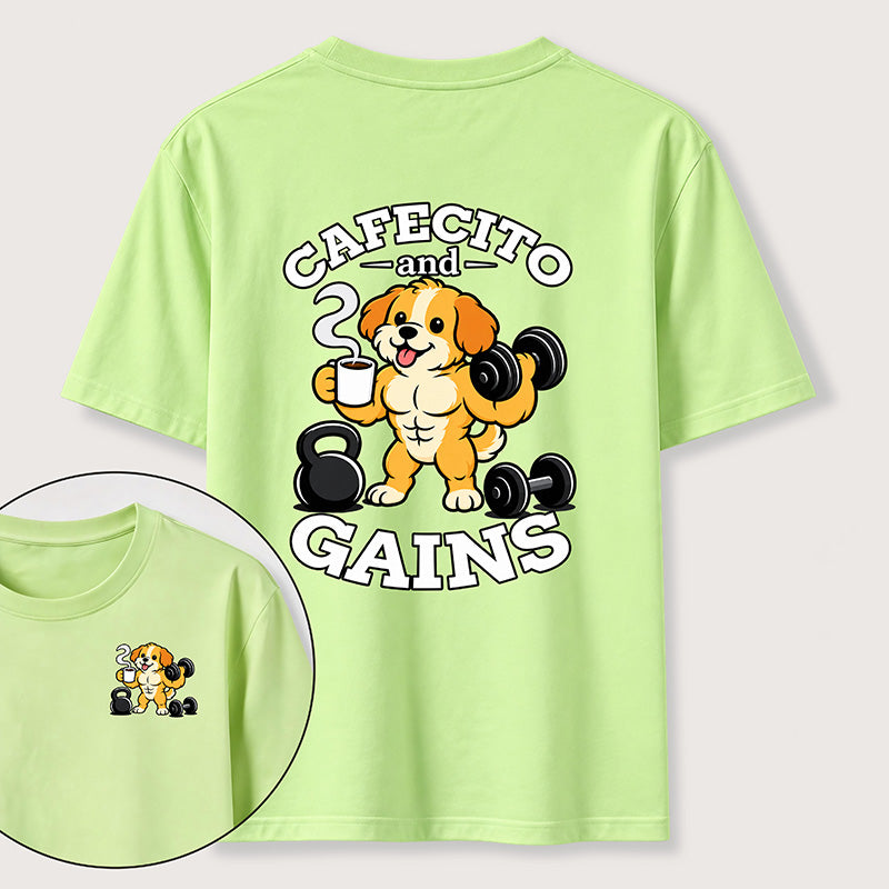 Cafecto and Gains Dog Classic T Shirt （Two Sided Print）