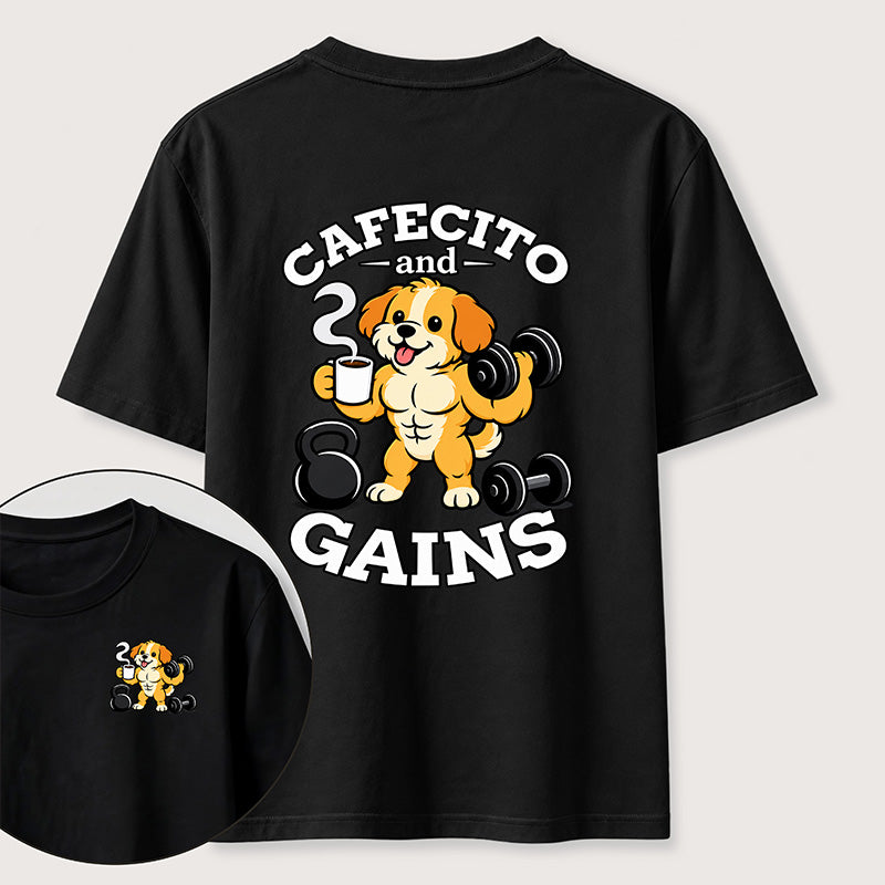 Cafecto and Gains Dog Classic T Shirt （Two Sided Print）