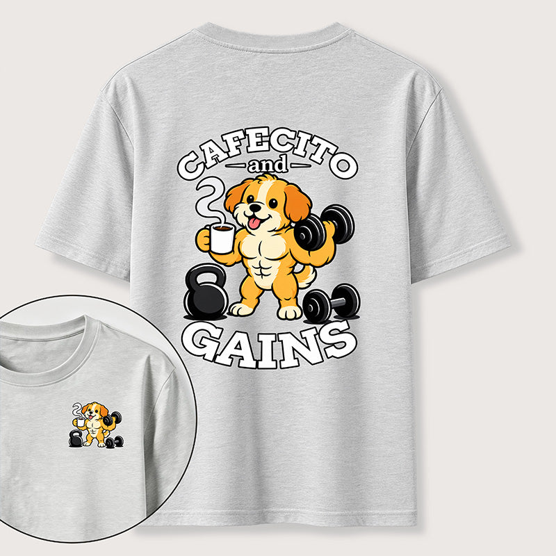 Cafecto and Gains Dog Classic T Shirt （Two Sided Print）