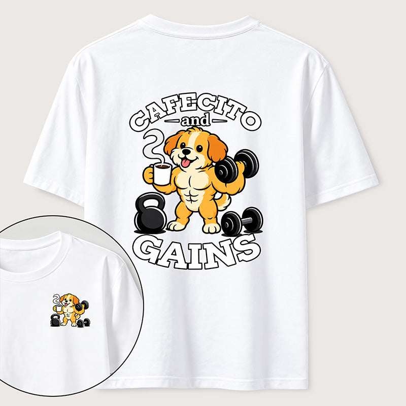 Cafecto and Gains Dog Classic T Shirt （Two Sided Print）