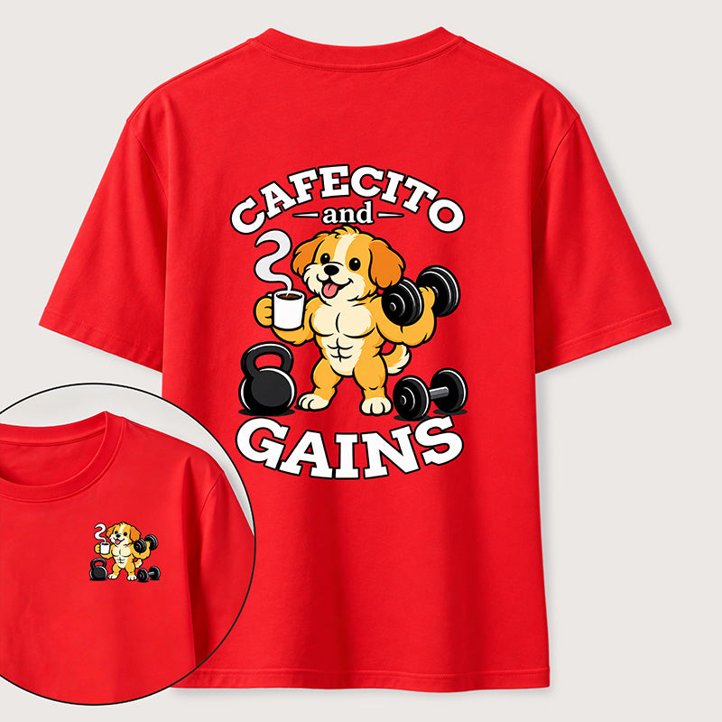 Cafecto and Gains Dog Classic T Shirt （Two Sided Print）