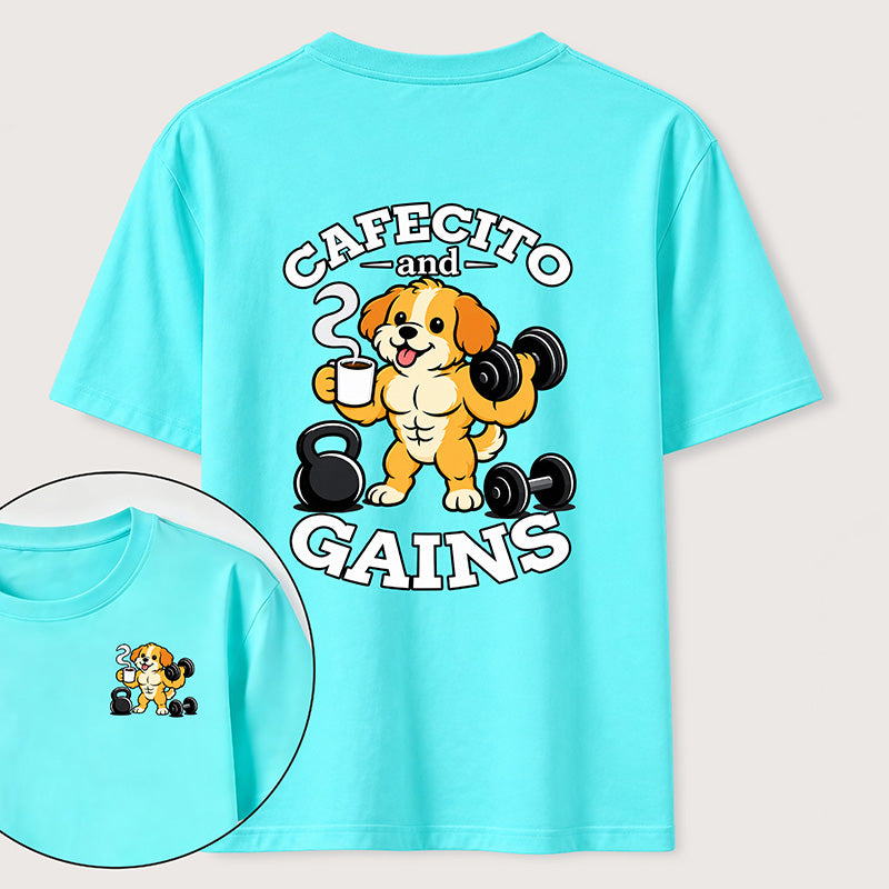 Cafecto and Gains Dog Classic T Shirt （Two Sided Print）