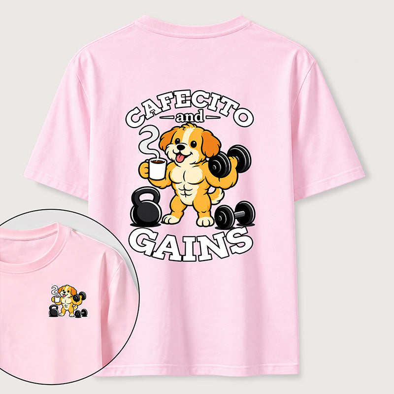 Cafecto and Gains Dog Classic T Shirt （Two Sided Print）