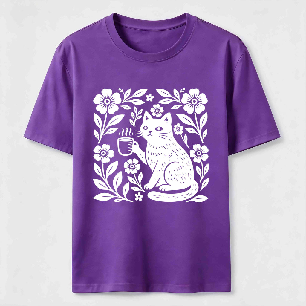 Coffee Cat Floral Classic T-Shirt