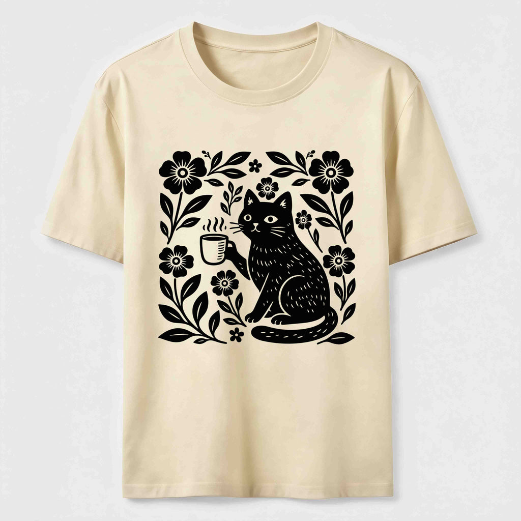 Coffee Cat Floral Classic T-Shirt