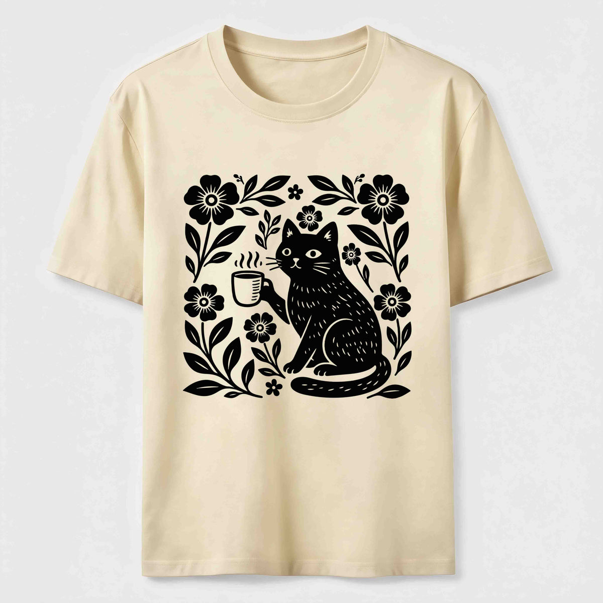 Coffee Cat Floral Classic T-Shirt