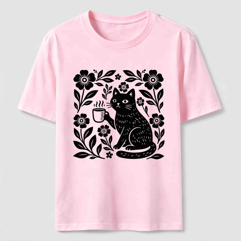 Coffee Cat Floral Classic T-Shirt