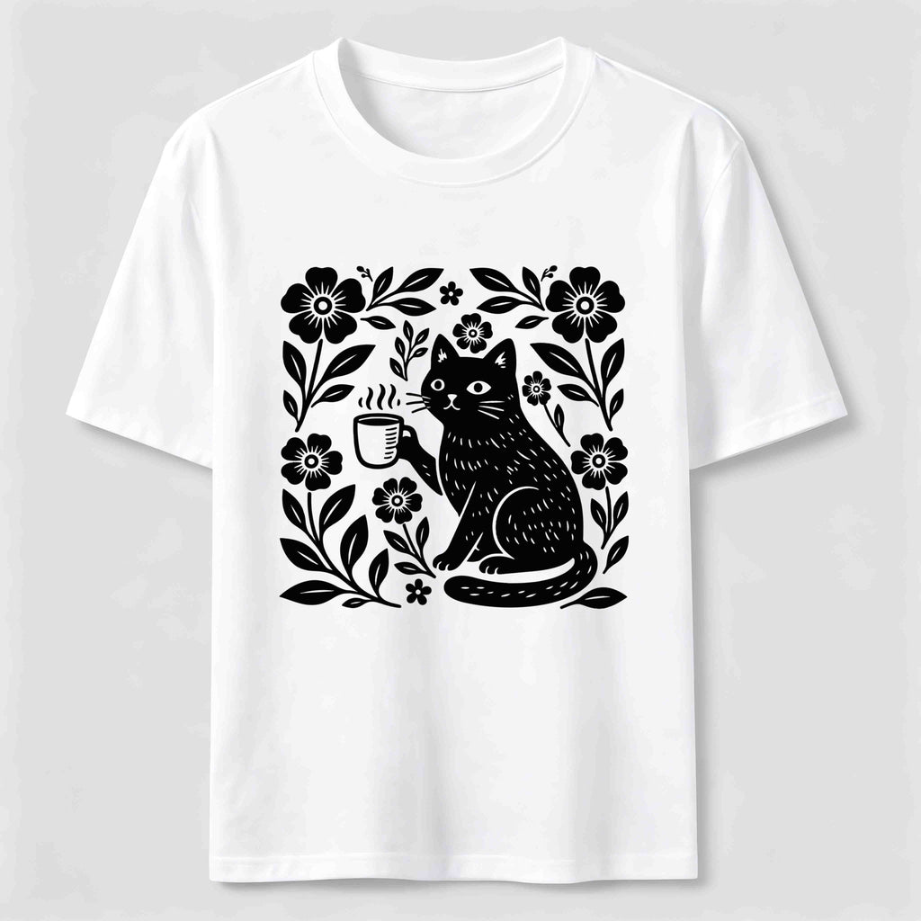 Coffee Cat Floral Classic T-Shirt