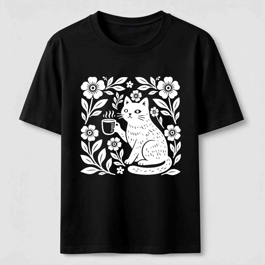Coffee Cat Floral Classic T-Shirt