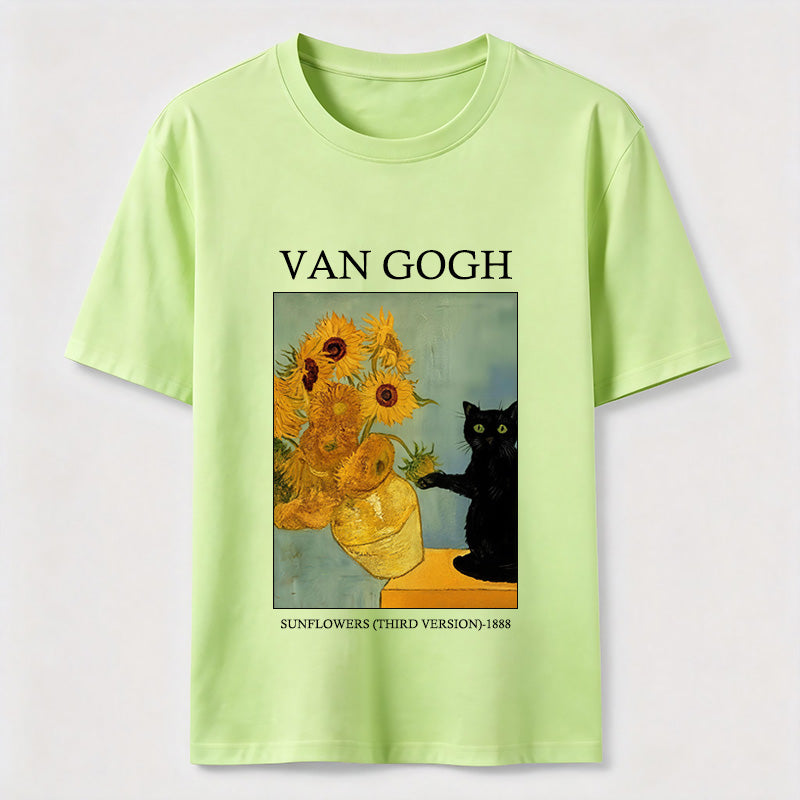 PetTaxClub Van Gogh Sunflowers Black Cat Classic T-Shirt