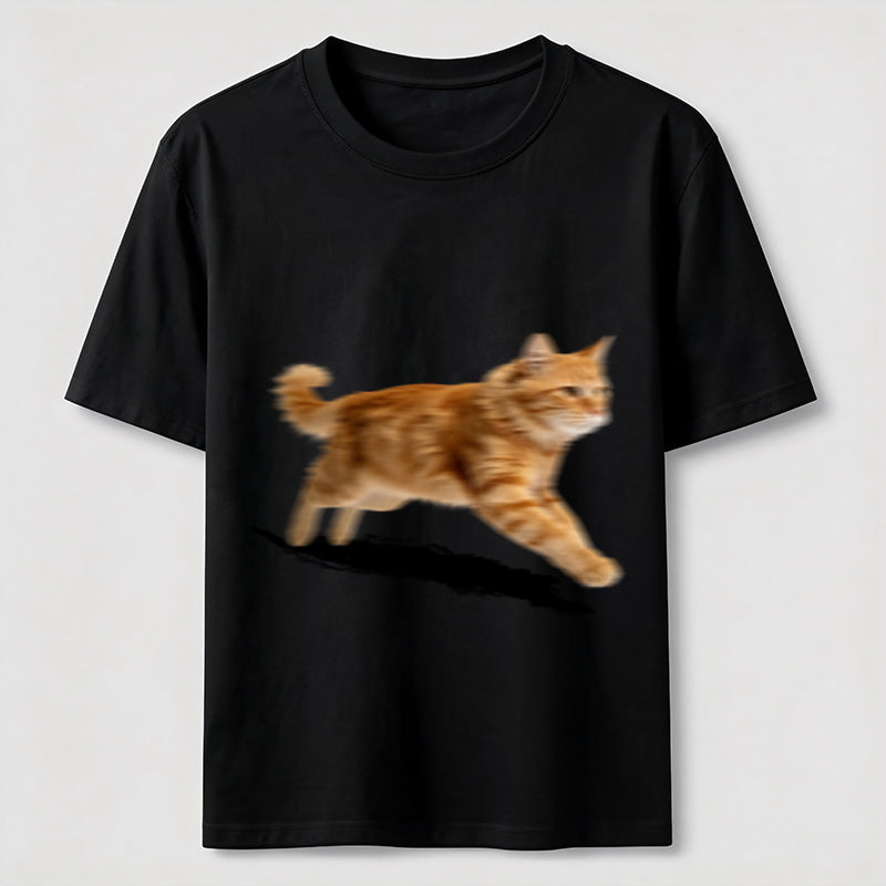 PetTaxClub Orange Tabby Cat Running Classic T-Shirt